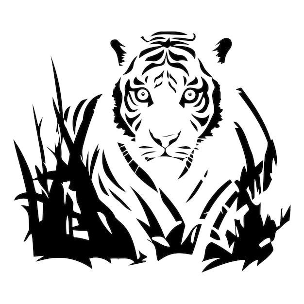 Vector tigre en la hierba ilustración vectorial de un animal salvaje