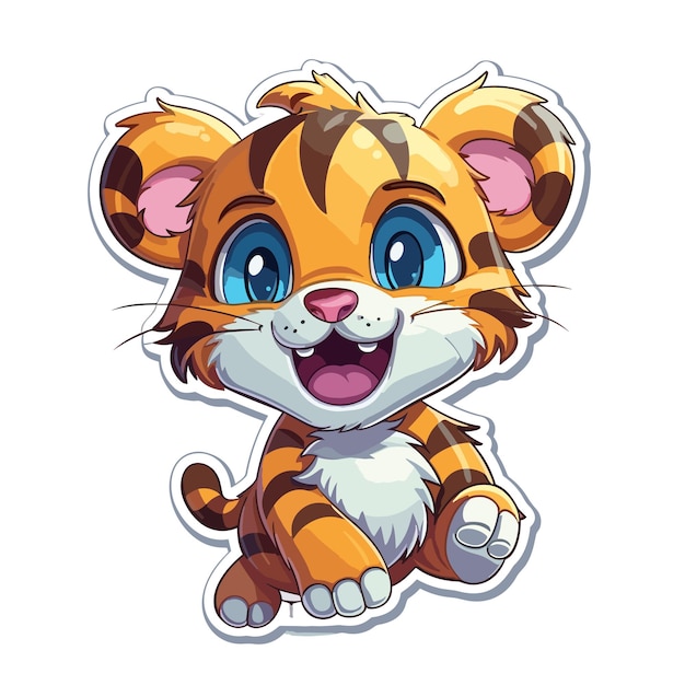 Tigre ilustración vectorial de dibujos animados animal de safari isolado en blanco