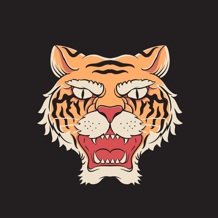 tigre japón diseño retro vintage para camiseta vector gratuito