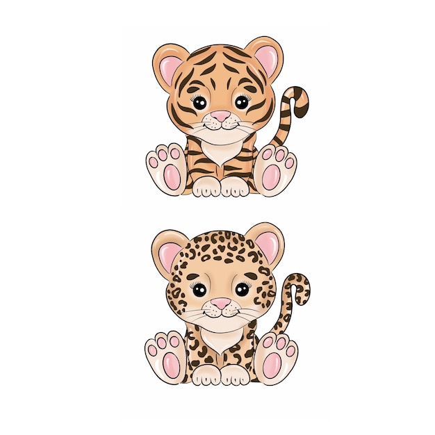 Vector tigre y leopardo