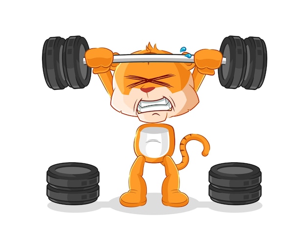 Tigre levantando el vector de mascota de dibujos animados de personaje de barra