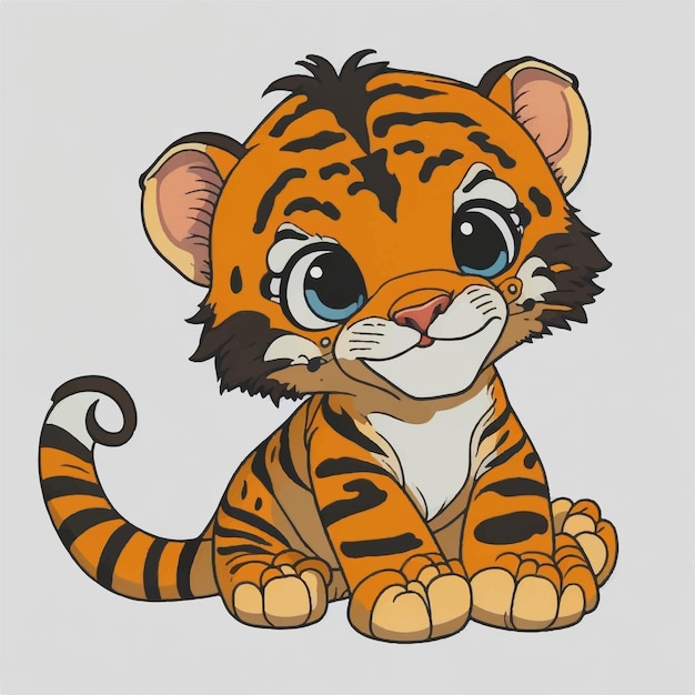 Vector tigre lindo bebé de dibujos animados sentado