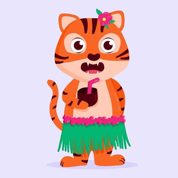 Vector tigre lindo vestido para la playa