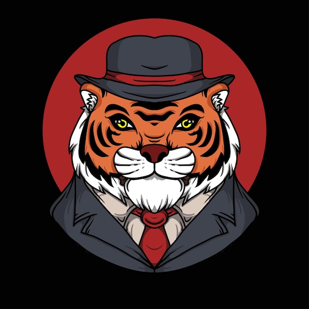tigre, llevando, mafia, moda, vector, ilustración
