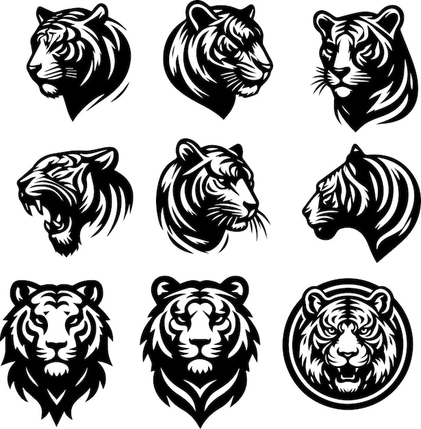 Tigre logo concepto vector ilustración color negro 2