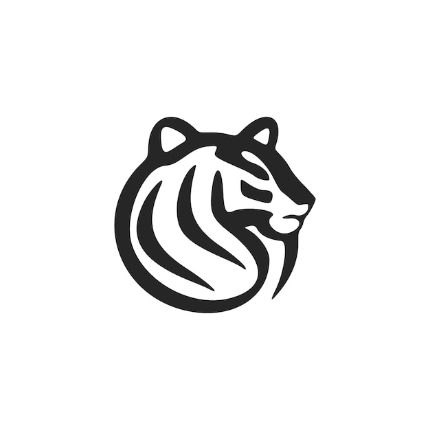 Tigre de logotipo blanco negro elegante aislado en un fondo blanco