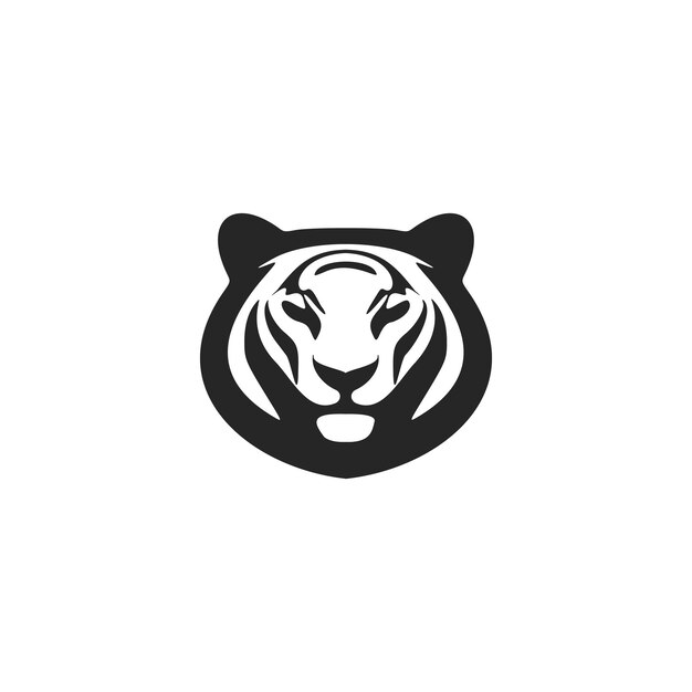 Tigre de logotipo blanco negro elegante aislado