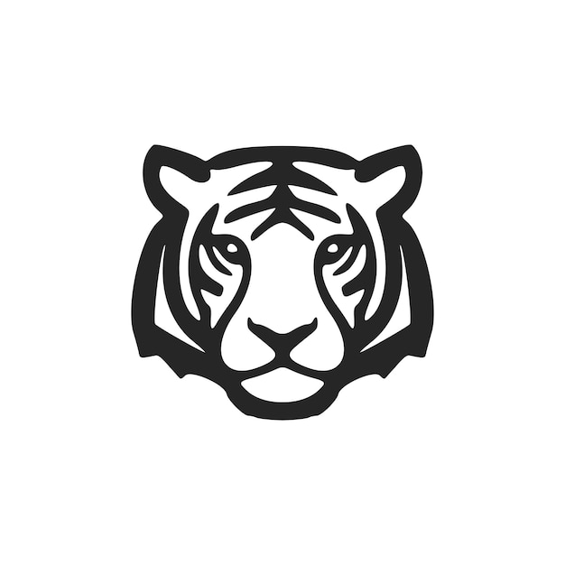 Tigre de logotipo de vector blanco negro simple elegante aislado en un fondo blanco