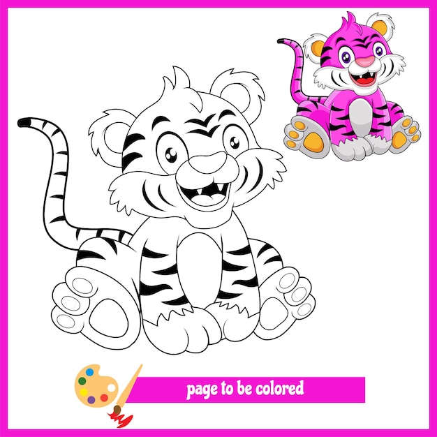 Tigre morado dibujos animados lindos para colorear imágenes 3