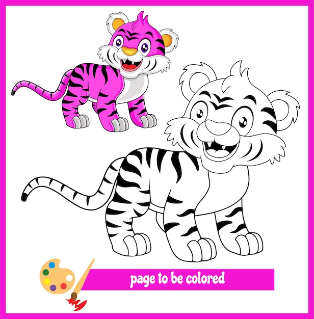 Tigre morado dibujos animados lindos para colorear imágenes 6