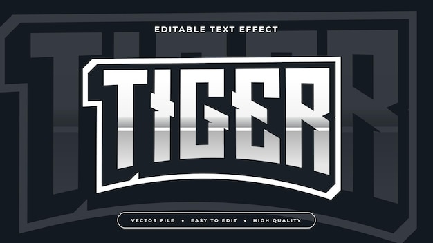 Tigre negro y plateado estilo de fuente de efecto de texto editable en 3D