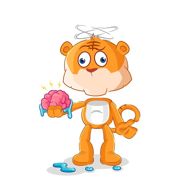 Tigre sin personaje de dibujos animados de vector de cerebro
