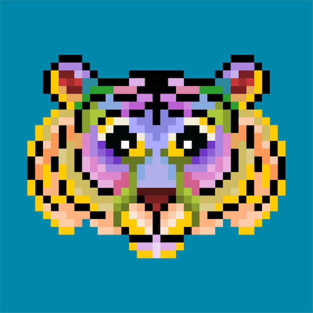 Vector tigre de pixel lindo colorido