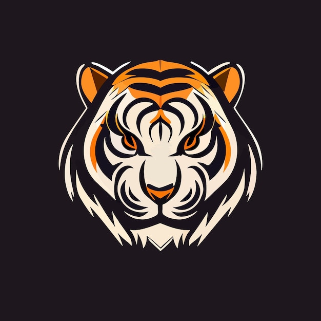 tigre, plano, diseño, vector, arte, tigre, icono