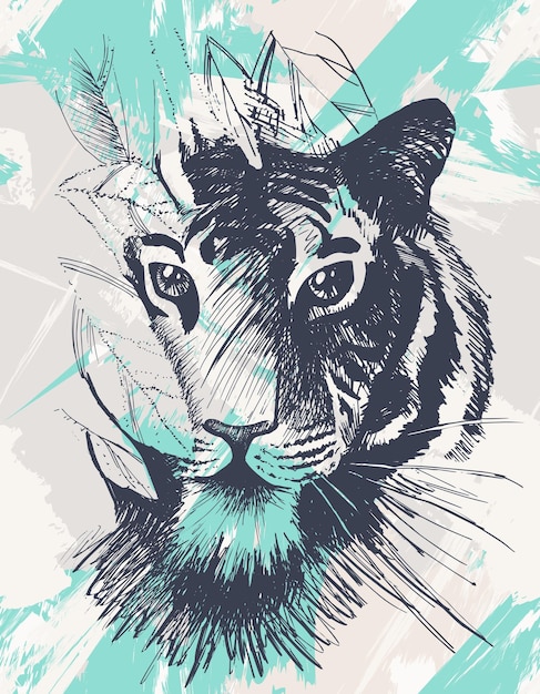 Vector tigre salvaje grunge