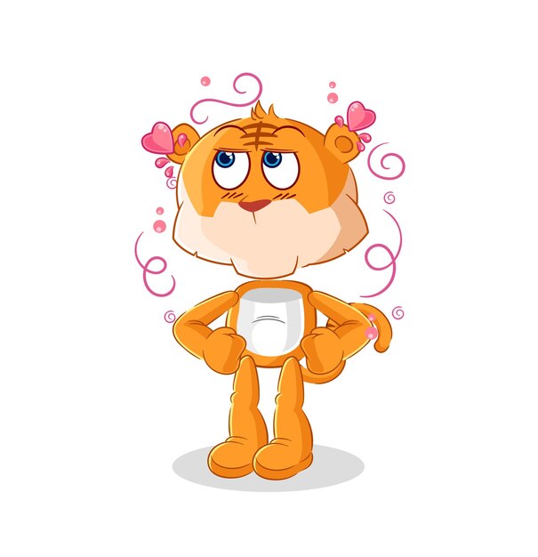 Tigre tímido personaje de dibujos animados de vector