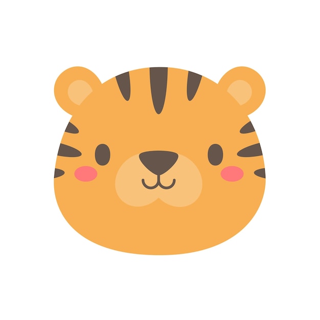 Tigre vector lindo diseño de cara animal para niños