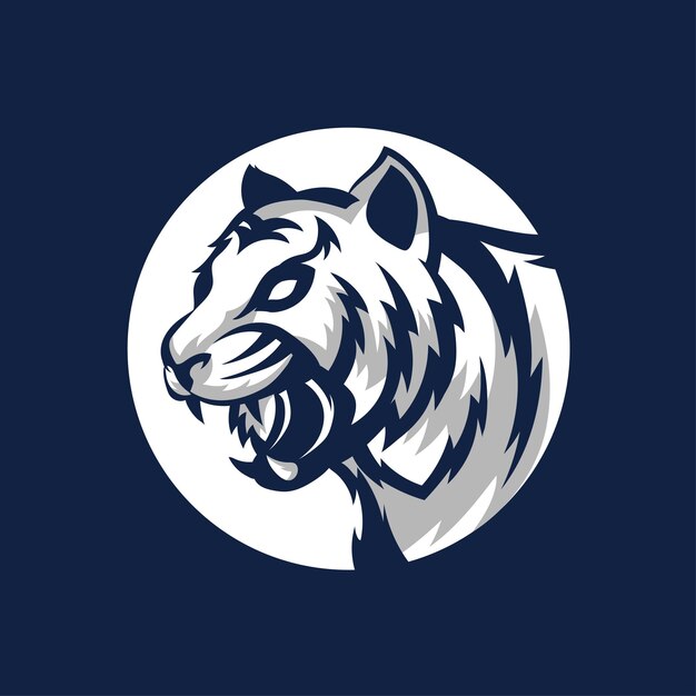 Tigre vectorial en un diseño de logotipo circular