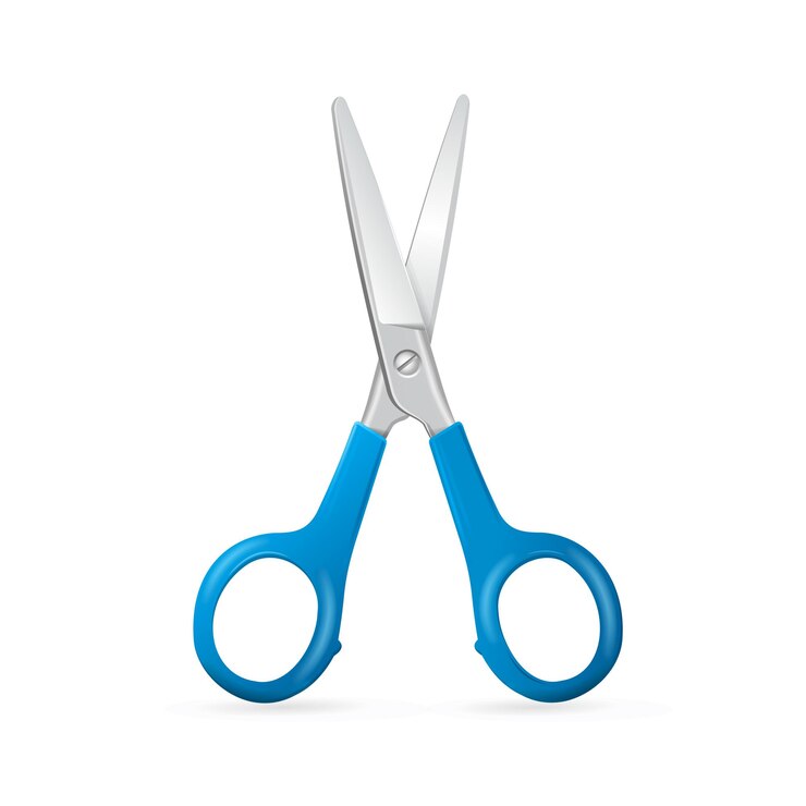 Vector tijeras de corte de metal azul brillante. ilustración vectorial