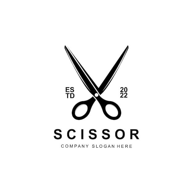 Tijeras diseño de logotipo vector ilustración herramienta de corte icono etiqueta banner y barber company marca