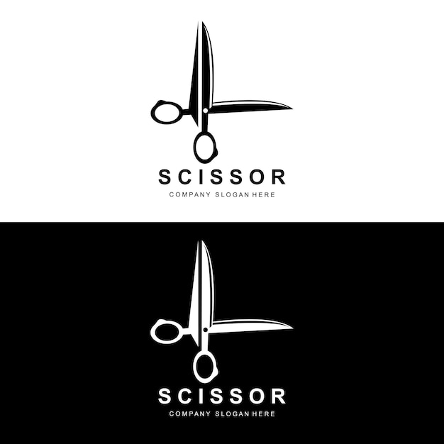 Vector tijeras diseño de logotipo vector ilustración herramienta de corte icono etiqueta banner y barber company marca