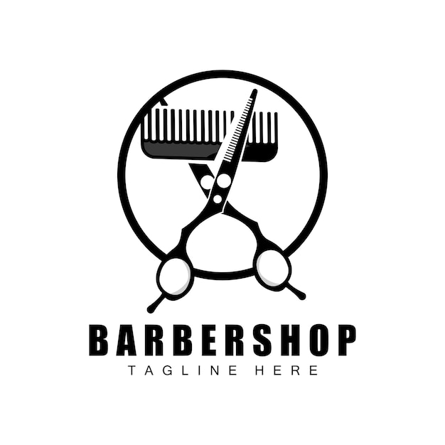 Tijeras Logo Diseño Peluquería Afeitadora Vector Babershop Tijeras Marca Ilustración