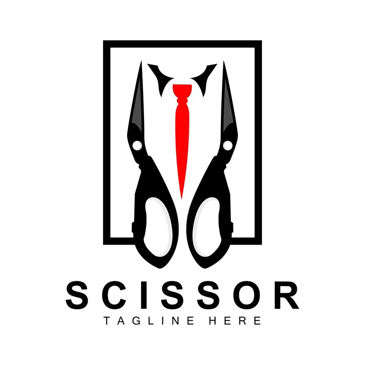 Vector tijeras logo diseño peluquería afeitadora vector babershop tijeras marca ilustración