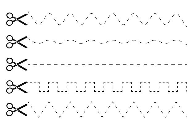 Tijeras negras cortadas sobre fondo blanco Ilustración vectorial