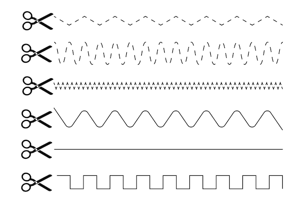 Tijeras negras cortadas sobre fondo blanco Ilustración vectorial