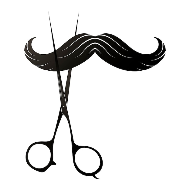 Tijeras de peluquero y diseño de barbería de bigote.