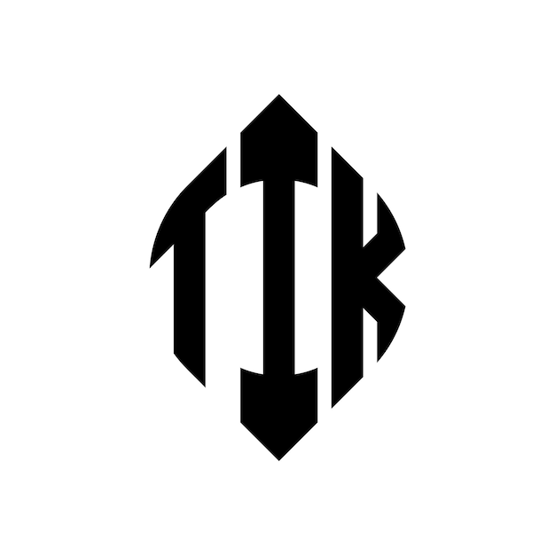 TIK diseño de logotipo de letra de círculo con forma de círculo y elipse TIK letras de elipse con estilo tipográfico Las tres iniciales forman un logotipo de círculo TIK círculo emblema monograma abstracto letra marca vector