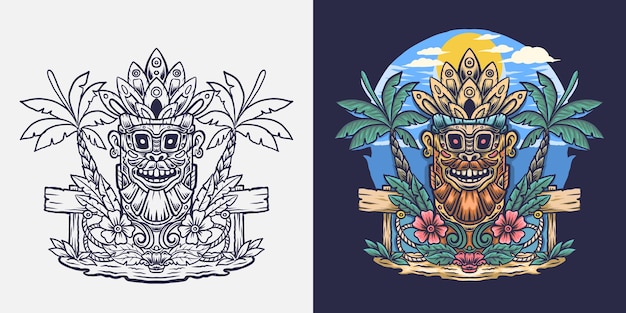 Vector tiki tiki ilustración