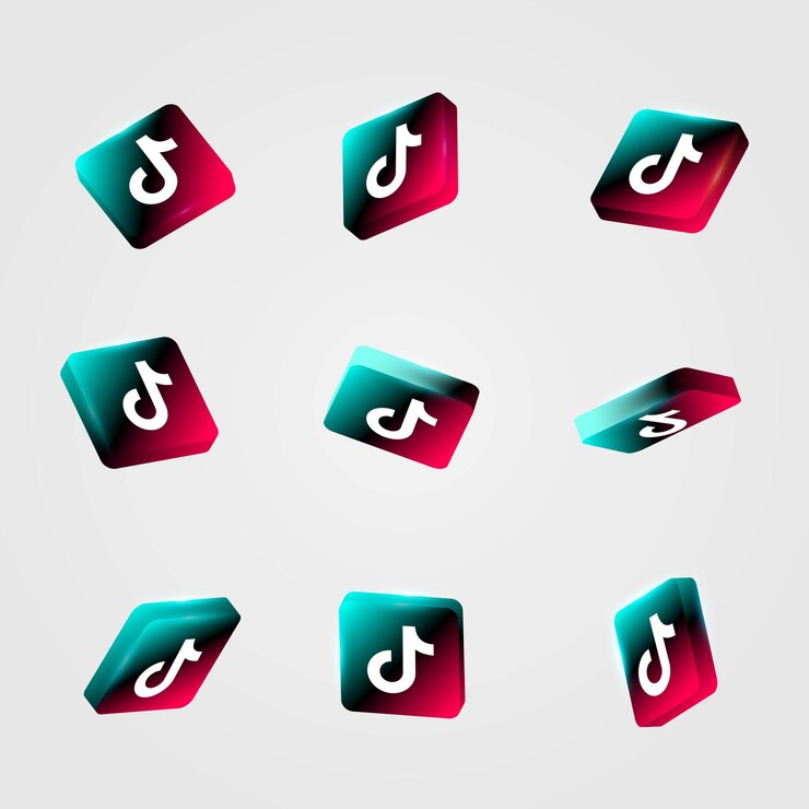 tiktok 3d icono de red social negro Colección de iconos Tik Tok