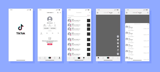 Vector tiktok mockup tiktok red social redes sociales plantilla de interfaz de red social pantalla de la aplicación plantilla de las redes sociales tiktok plantilla de la interfaz de la aplicación tiktok