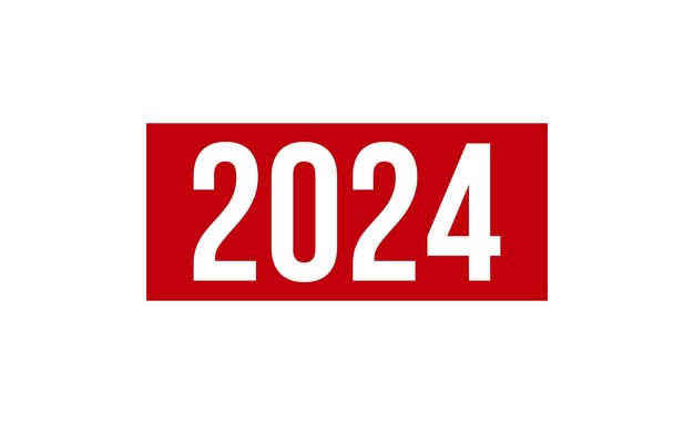 Timbre de goma roja sobre fondo blanco, señal de sello de 2024