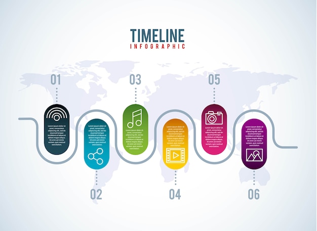 Timeline infographic world red de redes sociales