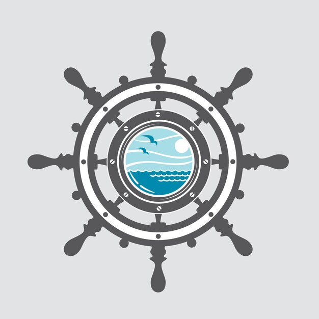 timón de barco y ojo de buey