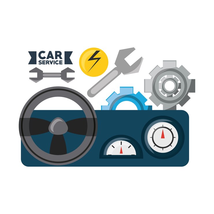 Vector timón del servicio del automóvil y reparación de la máquina