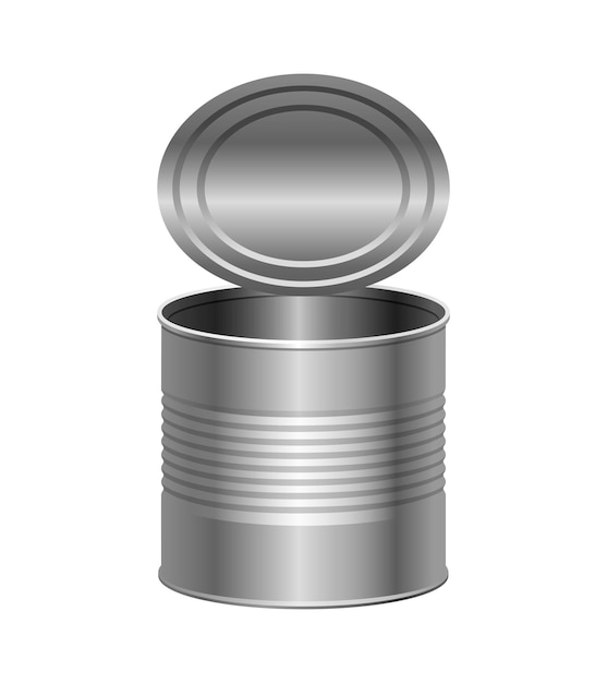 Tincan lata de metal abrir lata de estaño clipart 3D vectorial aislado sobre fondo blanco