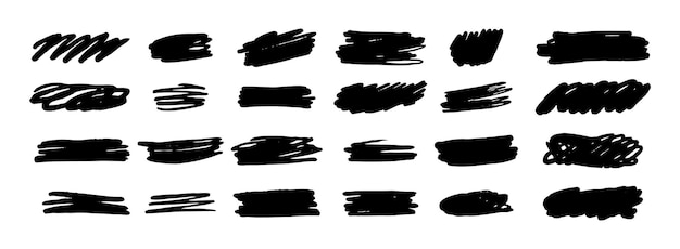 Tinta pincel forma trazos conjunto pinceles líneas pintura negra grungy elemento gráfico dibujado a mano aislado