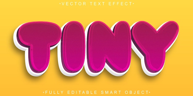 Tiny Vector de dibujos animados Efecto de texto de objeto inteligente totalmente editable