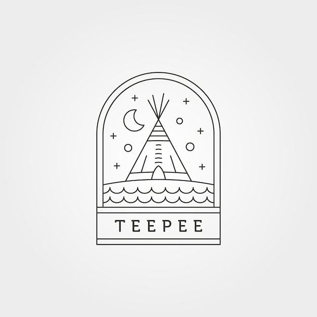 Tipi tienda campamento noche logo vector símbolo ilustración diseño línea arte tienda logo diseño