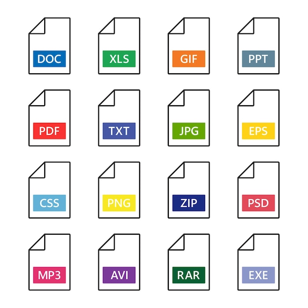 Tipo de archivo icono vector ilustración Documento sobre fondo aislado Concepto de signo de extensión