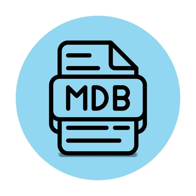 Tipo de archivo mdb archivos icono y extensión de formato de documento con un diseño de estilo de esquema