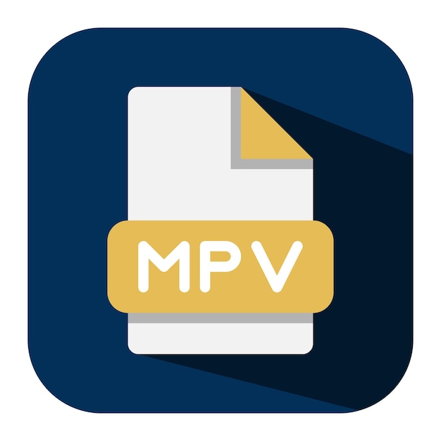 Tipo de archivo MPV icono plano limpio y versátil para varios medios de ilustración vectorial digital
