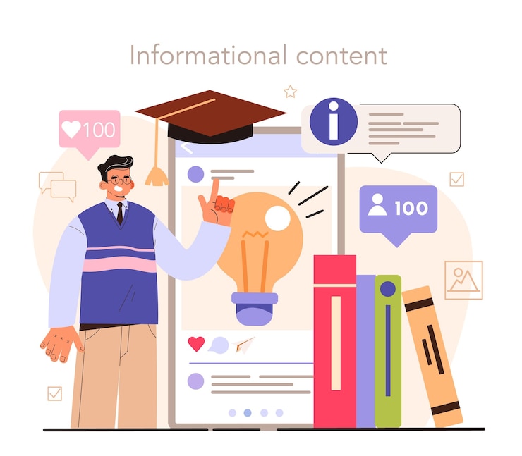 Vector tipo de contenido contenido informativo administrador de contenido de redes sociales