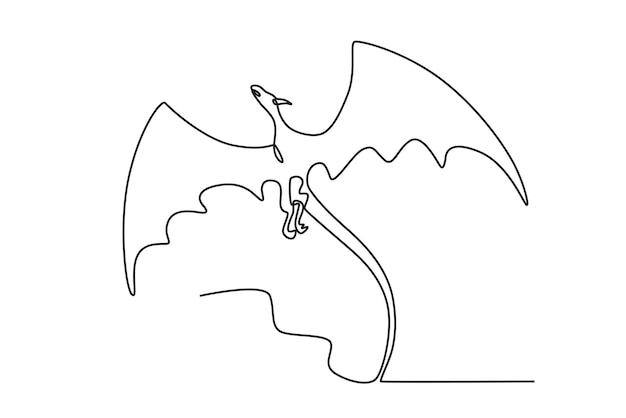 Un tipo de dragón que tiene un tamaño de cuerpo pequeño y alas anchas. Dibujo de Dragon oneline.
