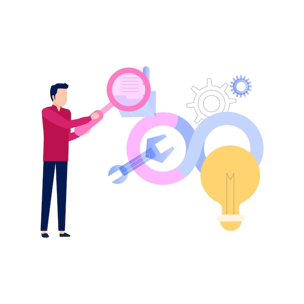 Un tipo está buscando ideas de negocios de DevOps