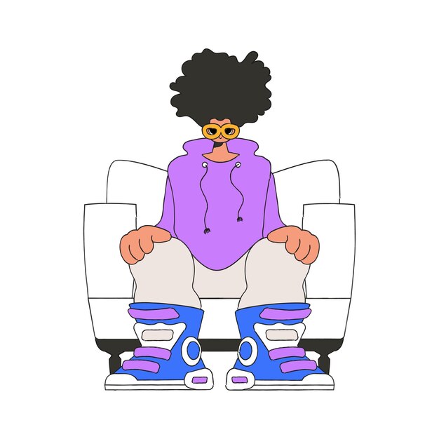 El tipo está sentado en una silla, personaje de estilo Rentro.