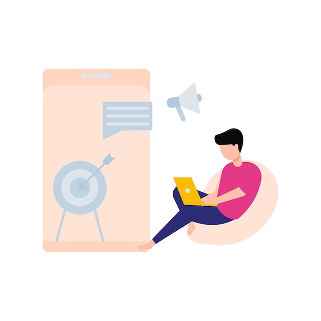 El tipo está trabajando en un objetivo de marketing